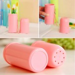 Cylindrical toothbrush holder for travel, pink color